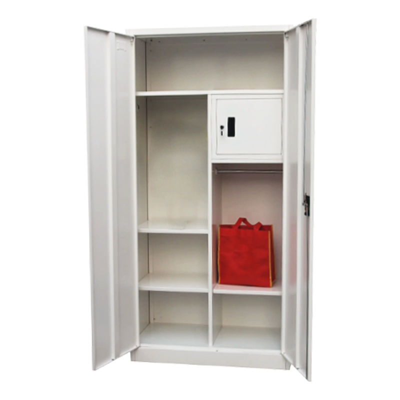 Commerical Furniture Iron Filing Cabinets Outside Metal Kd Storage Cabinets Two Door Steel Wardrobe Locker with Shelves