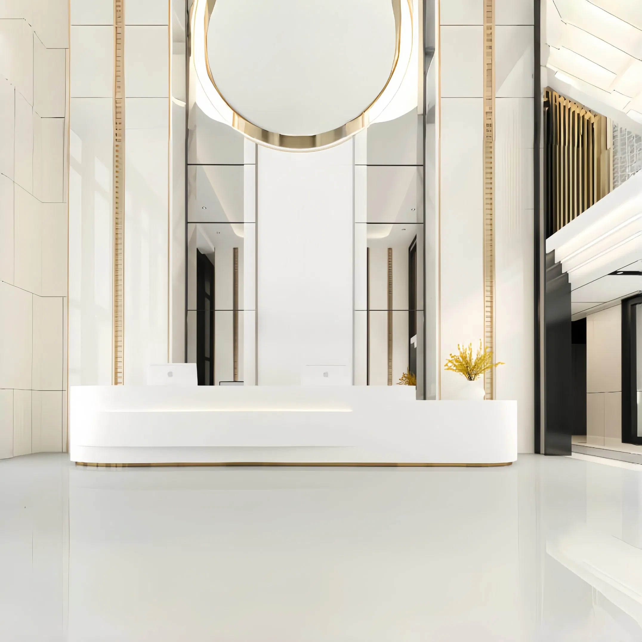 Premium Customizable Arch Round Solid Surface Reception Desk for Hotels Hospital