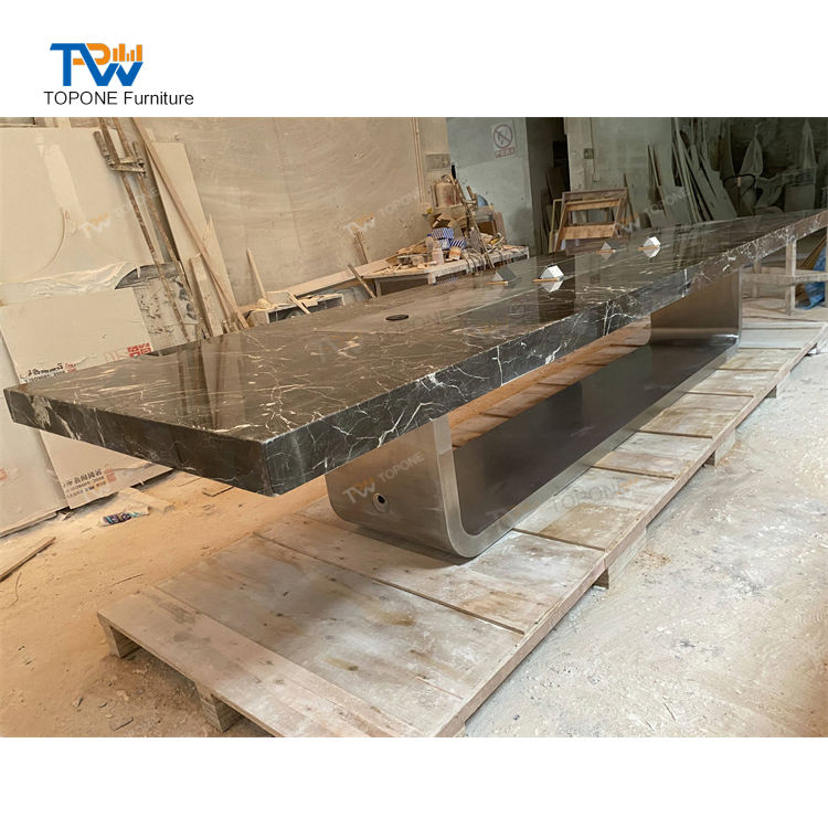 New Design 12 Seats Marble Stone Boardroom Big Conference Meeting Table and Chair for Office Furniture