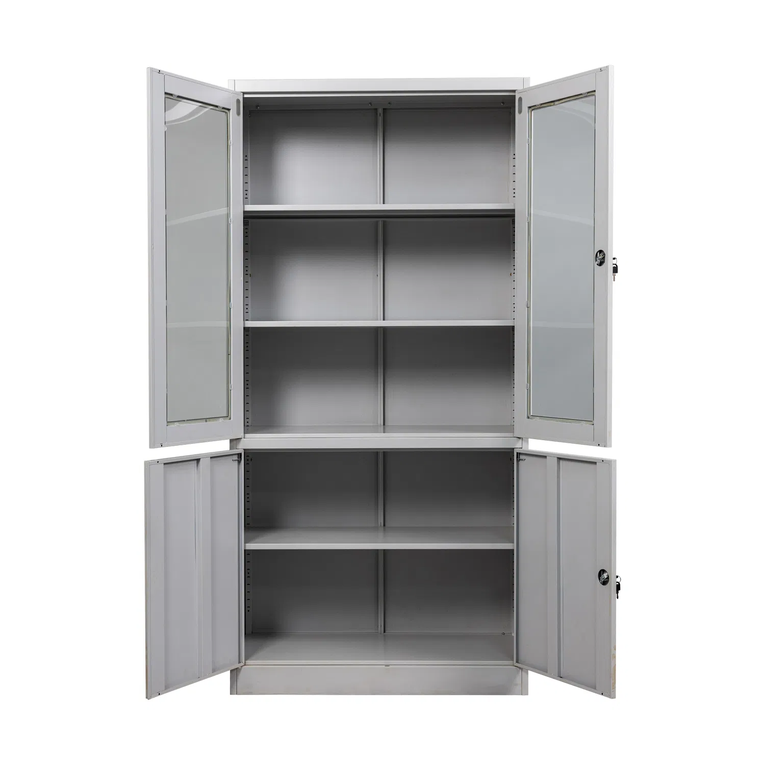 Glass &amp; Solid Doors Metal Storage Cabinet Lockable Steel Office Filing Cabinet with Shelves