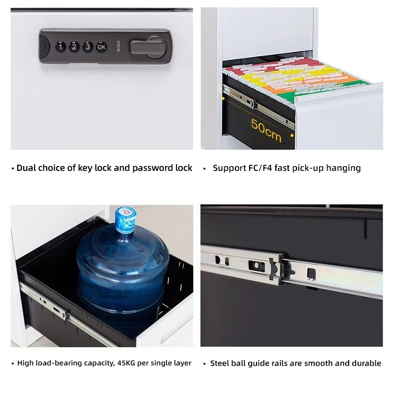 Customized 4 Drawer Furniture Steel Filing Vertical 4 Drawer Metal Storage Drawer Steel Hanging Labor with Drawer Card Box Hanging Labor Two Bucket Card Cabinet