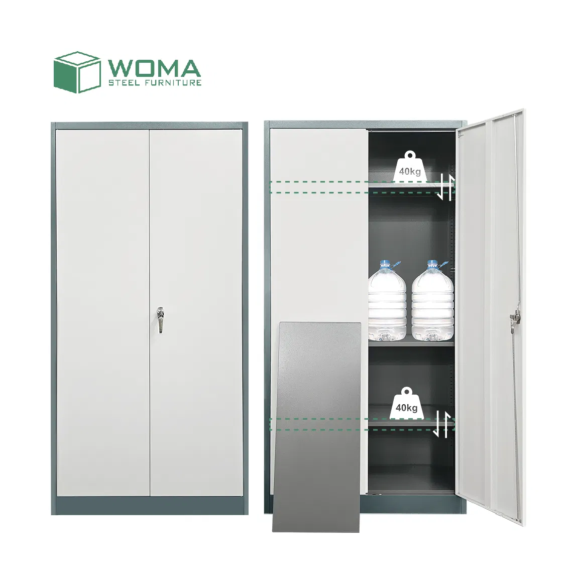 Wholesale 2 Swing Door Lockable Steel Filing Cabinet Commercial Office Metal Storage File Cabinet