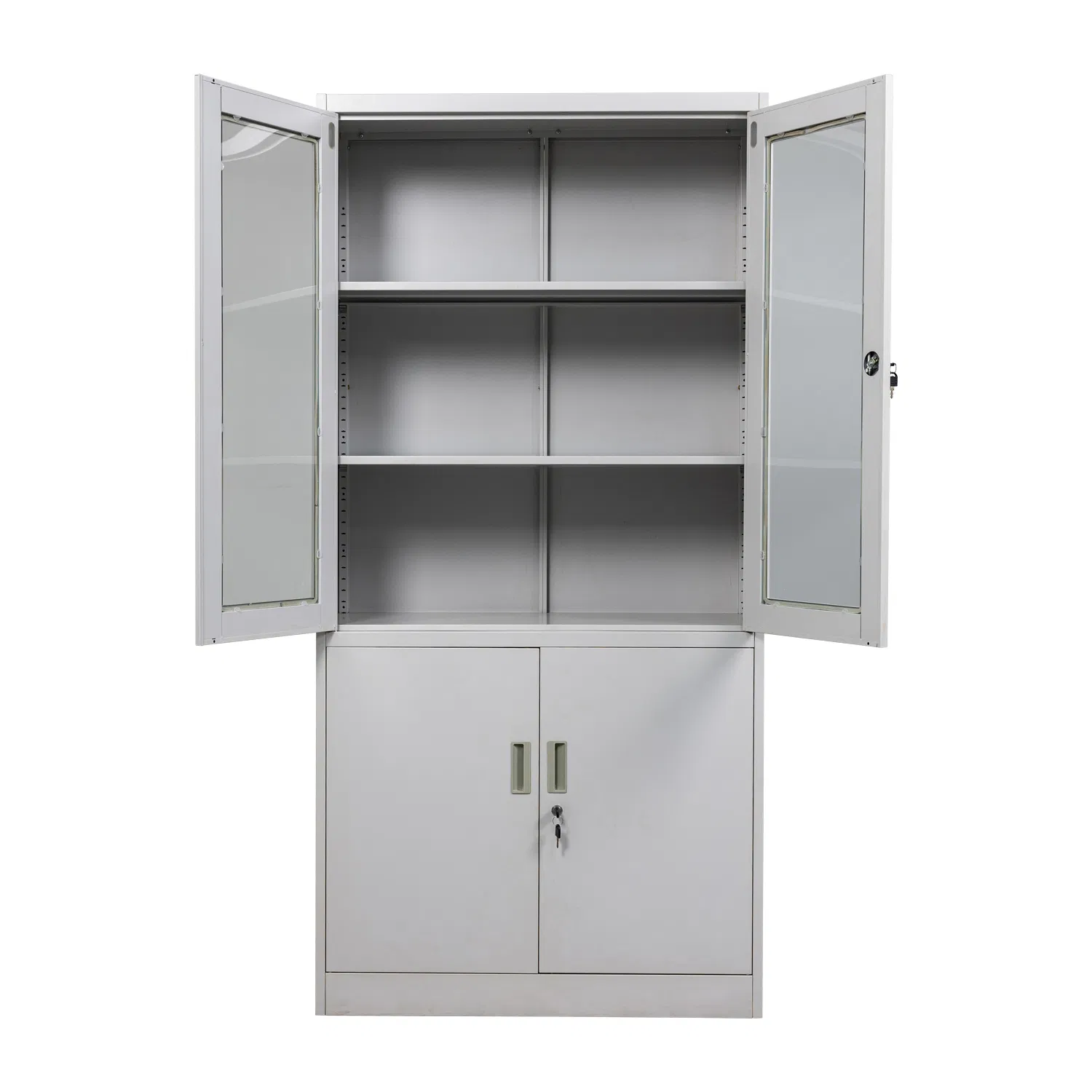Glass &amp; Solid Doors Metal Storage Cabinet Lockable Steel Office Filing Cabinet with Shelves