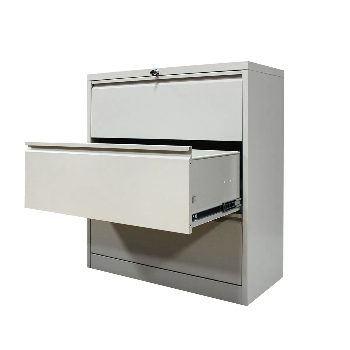Metal Office Steel Furniture 3 Draw White Storage Cabinet A4/A3 Wide Card Filing Cupboard with Key Lock