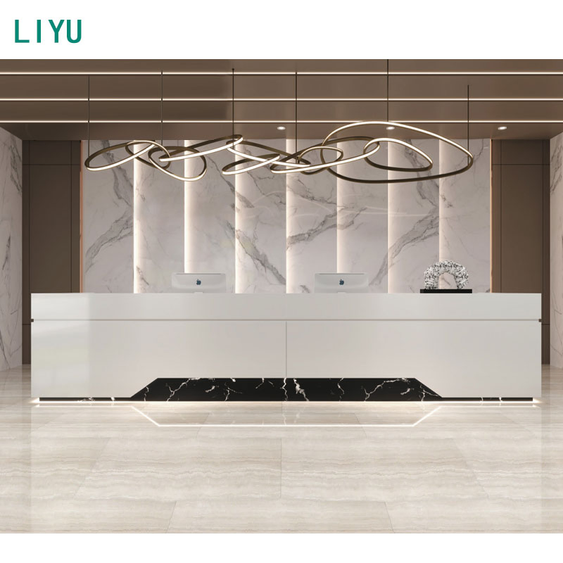Liyu High End Modern Luxurious Office Building Furniture Large Front Desk Salon SPA Beauty Lobby Welcome Reception Desk
