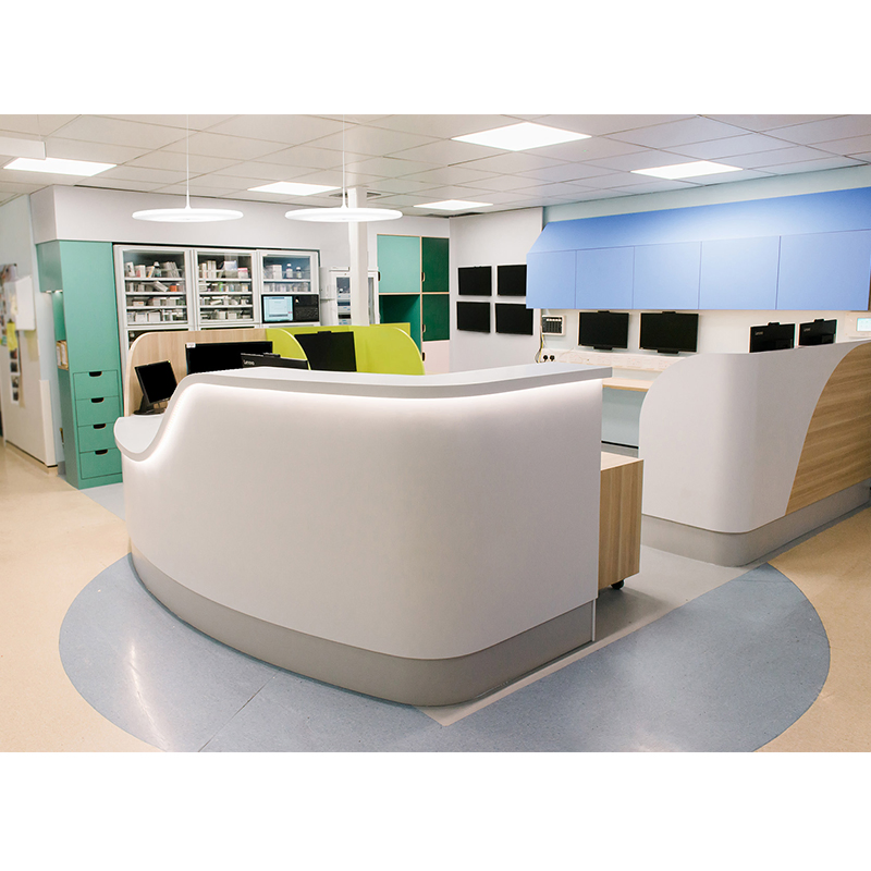 Furniture Manufacturer Provides Tandard Dimension Salon Pink Furniture Reception Desk for Hospital Pediatric Obstetrics and Gynecology