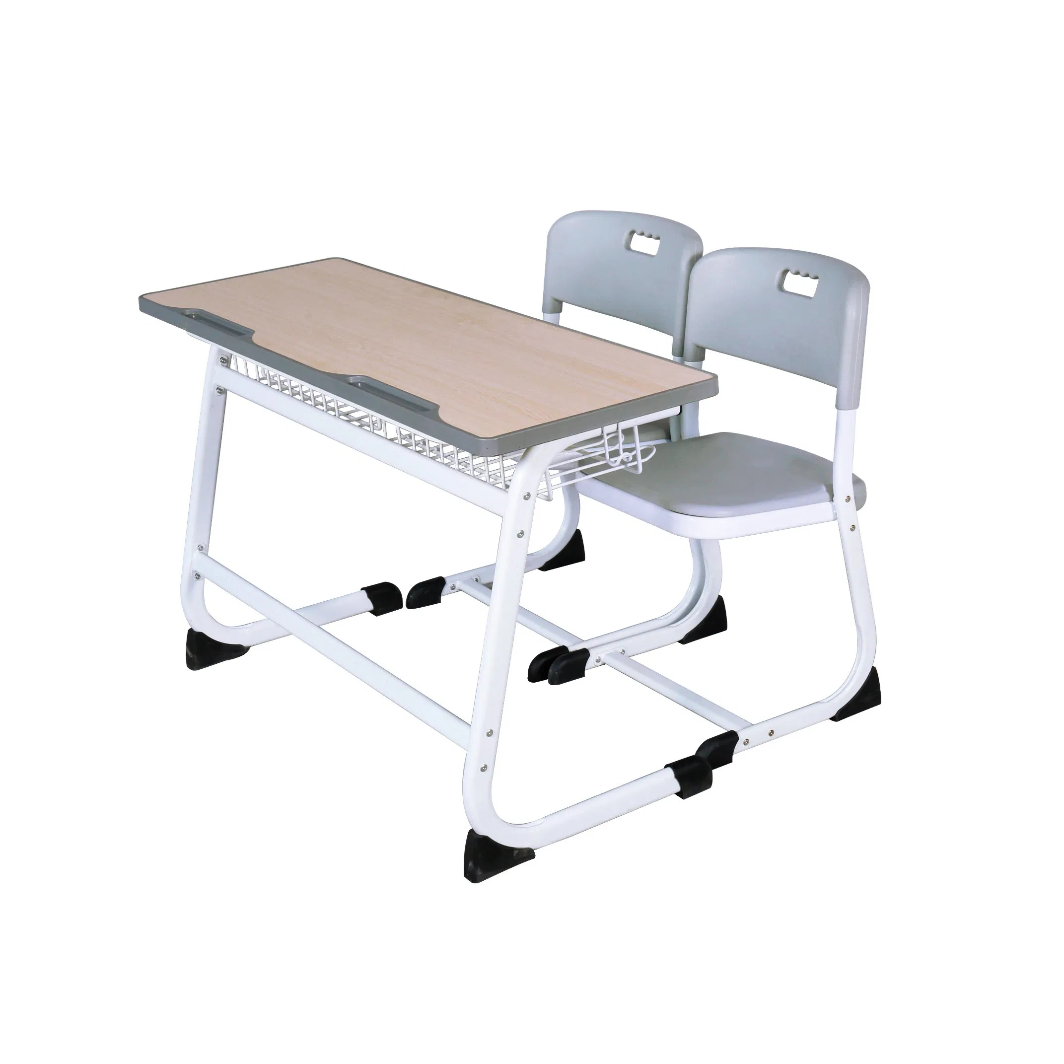 Customizable Two Person Height Adjustable School Classroom Dual Double Student Table Desk with Attached Seats
