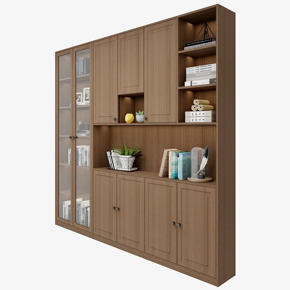 with Doors Household Office Use Open Wooden Bookshelves Bookcase