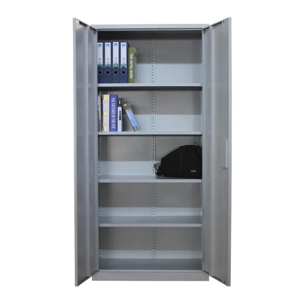 Office Steel 2 Swing Doors Lockers Cabinet Steel Filing Cabinet Date Storage Cupboard with 4 Adjustable Shleves