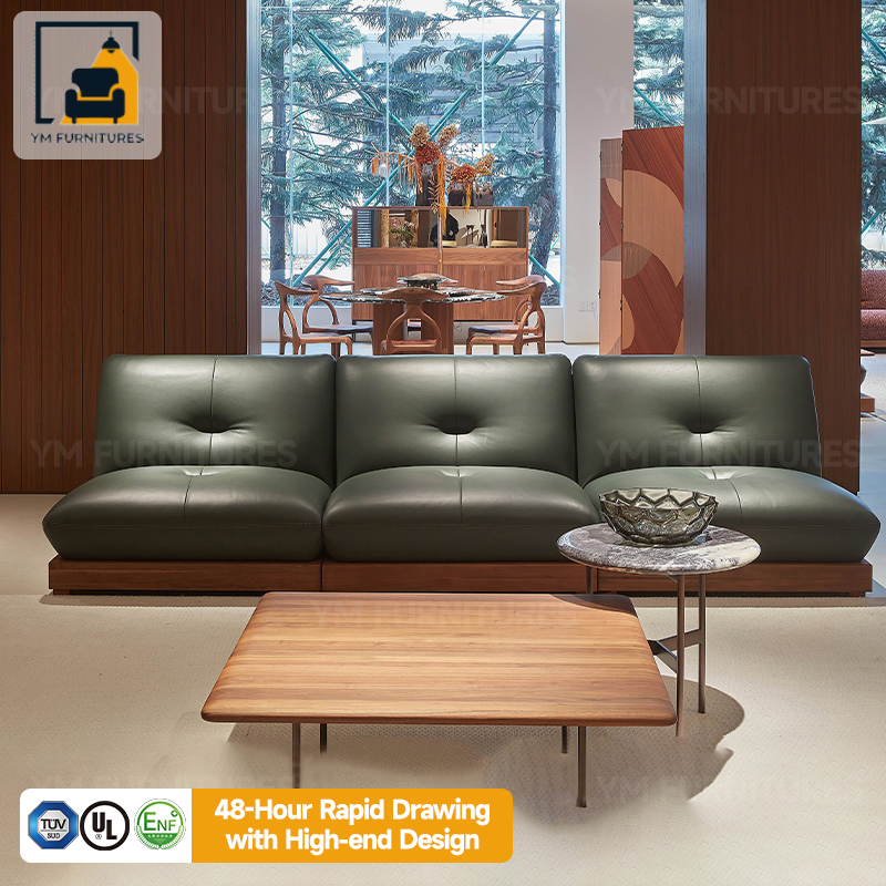 Quality Luxury Sectional Couch Office Conference Room Premium Lounge Chair Modular Comfy Leather&amp; Wood Sofa Furniture