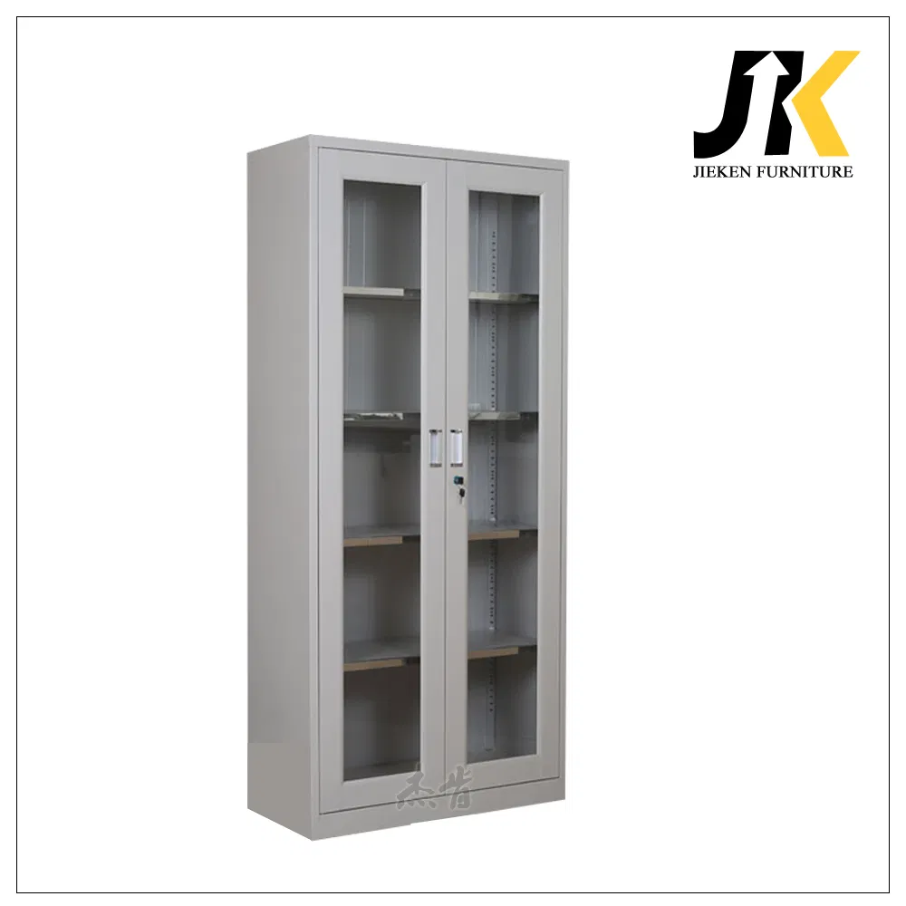 Double Door Metal Glass Door File Cabinet Office Storage Cupboard