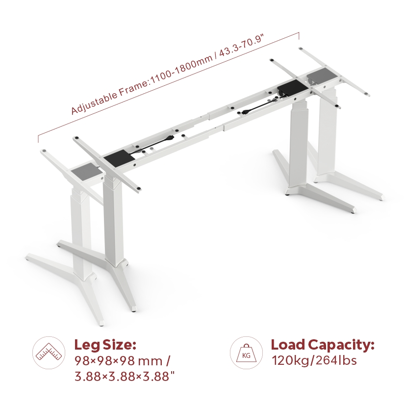 Factory Outlet Low Noise Customized Dual Motor Electric Height Adjustable Frame for Memory Ergonomic Standing Electronic up Down Sit Stand Office Computer Desk