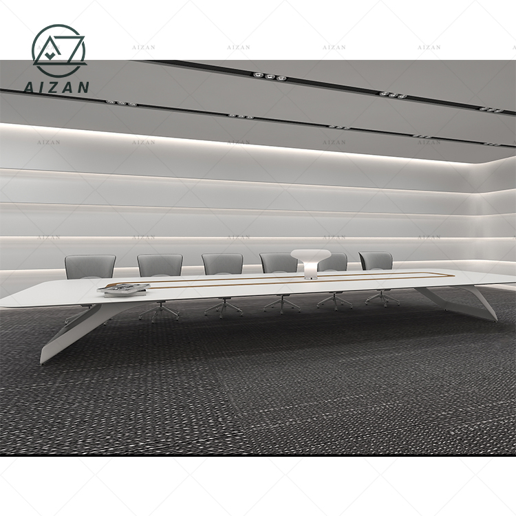 Artificial Stone Meeting Table Desk Luxury White Conference Desk Boardroom Table with Customized Size