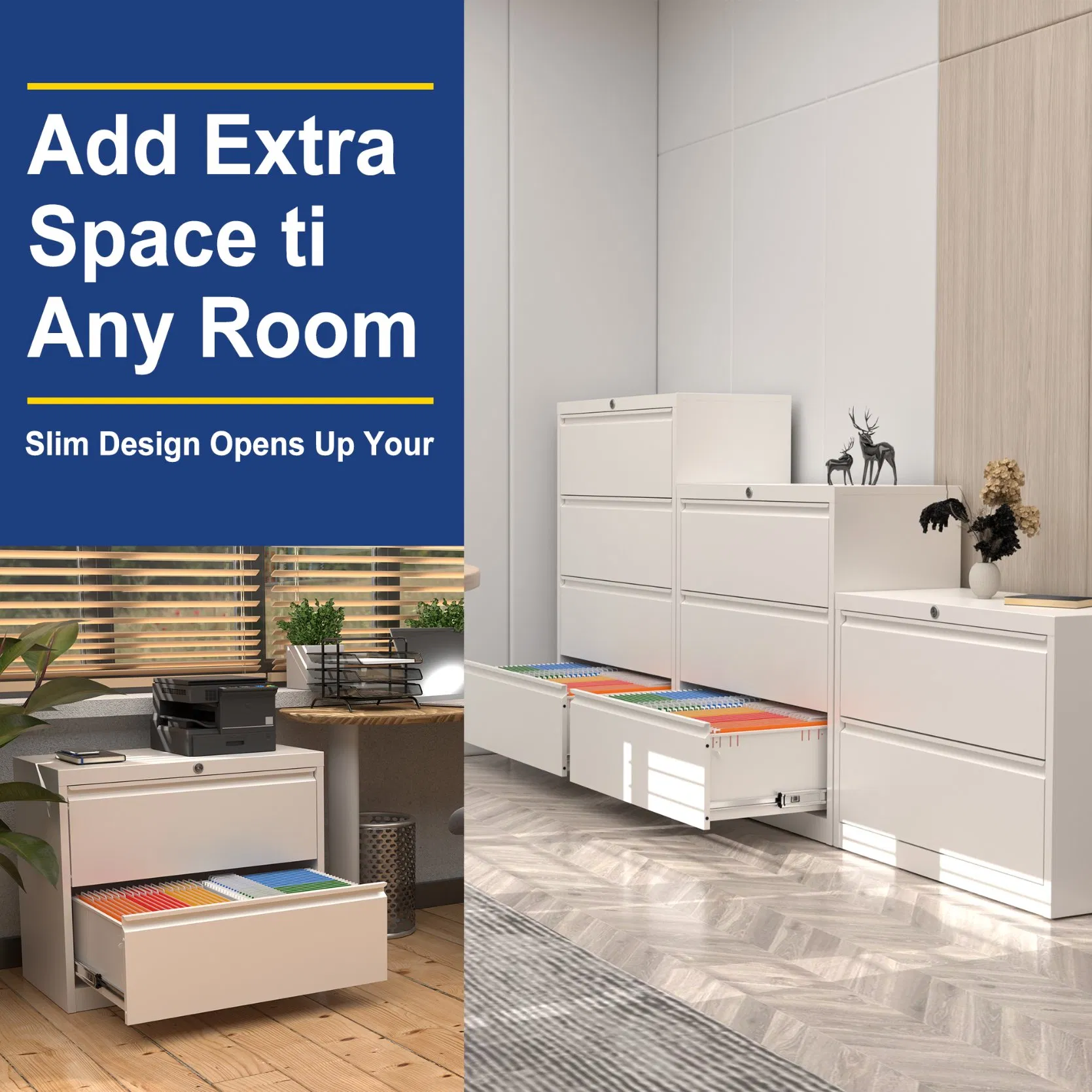 Metal Steel File Cabinet Office School 2 Drawers Standard Lateral Filing Cabinet