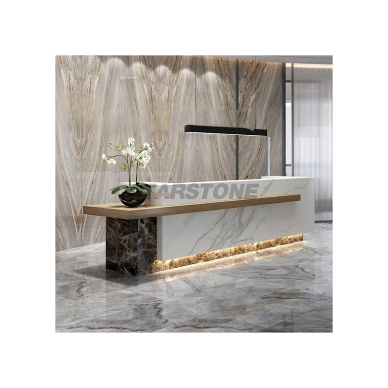 Newstar Natural Stone Marble Front Desk Reception Counter Special Design Marble Reception Desk Beauty Salon