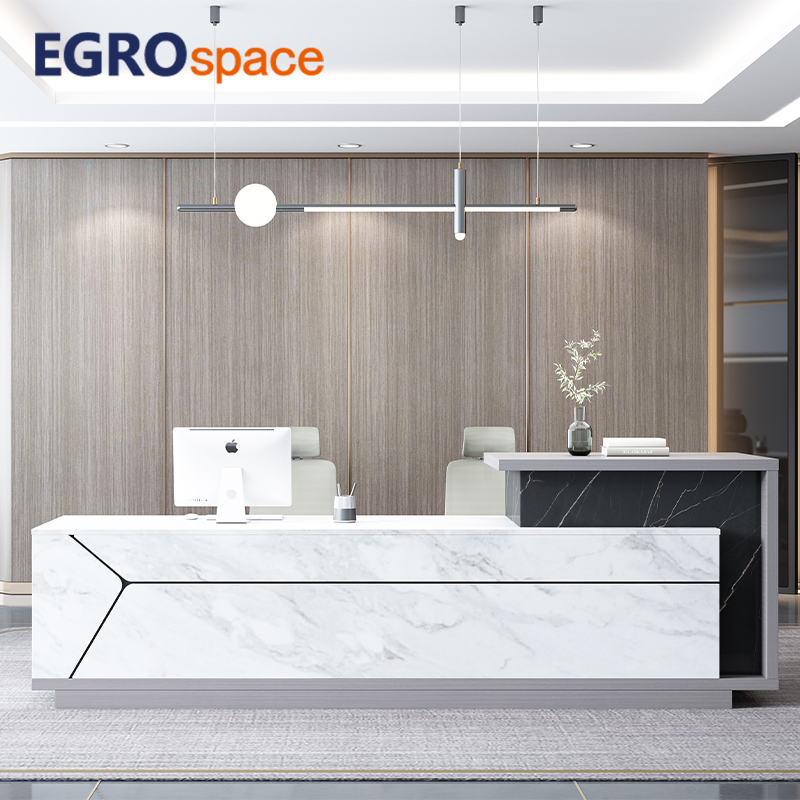 Egrospace Modern Style White Person Beauty Counters Material Wood Design Standard Reception Desk