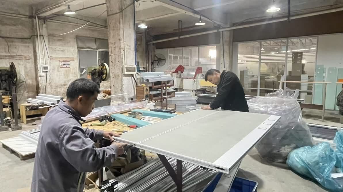 Final assembly and quality control of complete office furniture sets