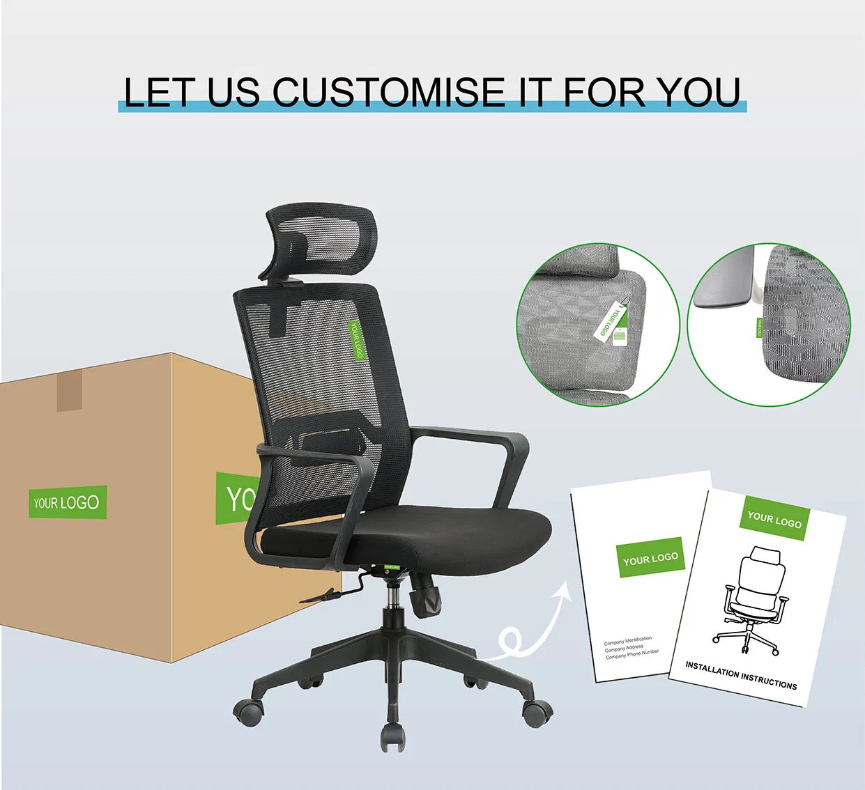 Height Adjustable Reclining Executive Chair Comfortable Swivel Chair Full Mesh Office Chair