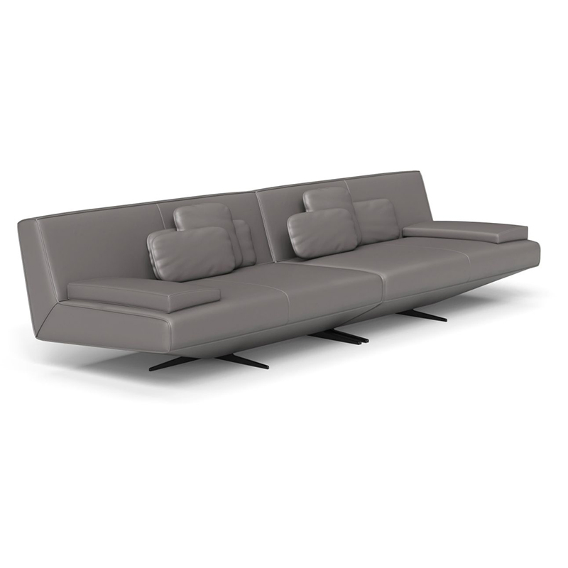 Premium Reception Executive Conference Space Lounge 4 Seat Leather Office Sofa Without Arm