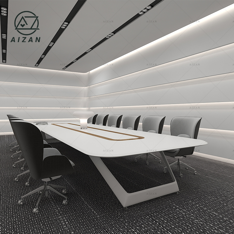 Artificial Stone Meeting Table Desk Luxury White Conference Desk Boardroom Table with Customized Size