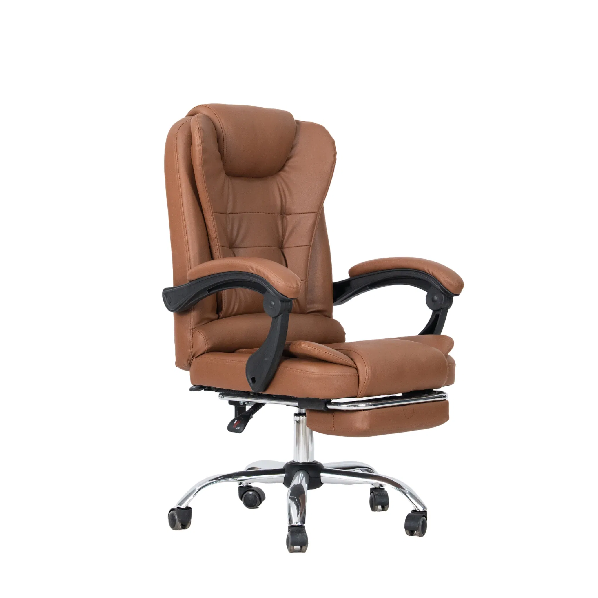 Luxury Computer Office Chair Brown High-Back Executive Office Chair with Padded Armrests Boss Chair