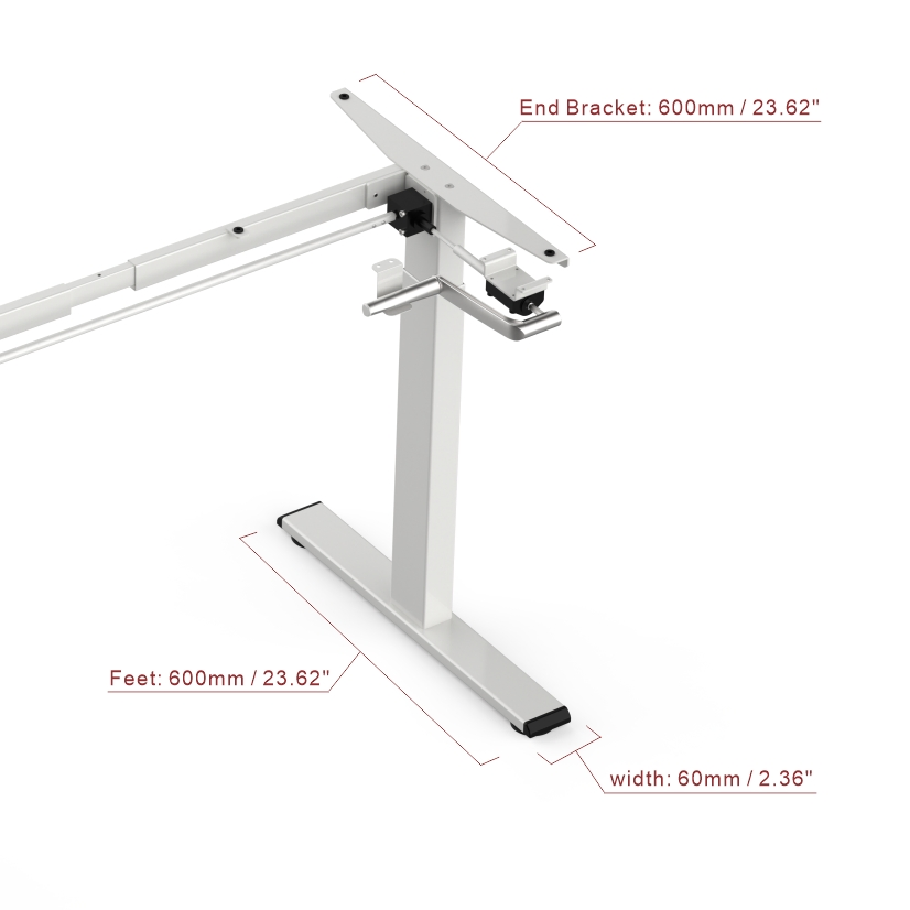 New Trends Manual Freestanding Hand-Crank Height Adjustable Study Manual Table Ergonomic Sit Stand Office Computer Standing Desk Frame with Manual Control