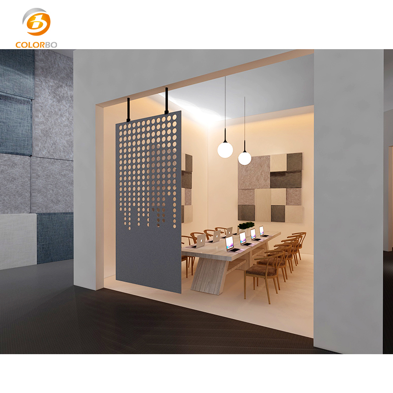 Movable Folding Partition Freestanding Hanging Screen With Polyester Fiber Acoustic Materials