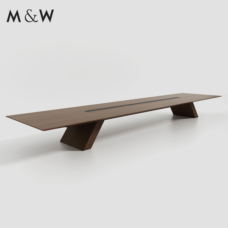 M&W Office Furniture Movable 20 Person Modern Office Boardroom Veneer Meeting Conference Table