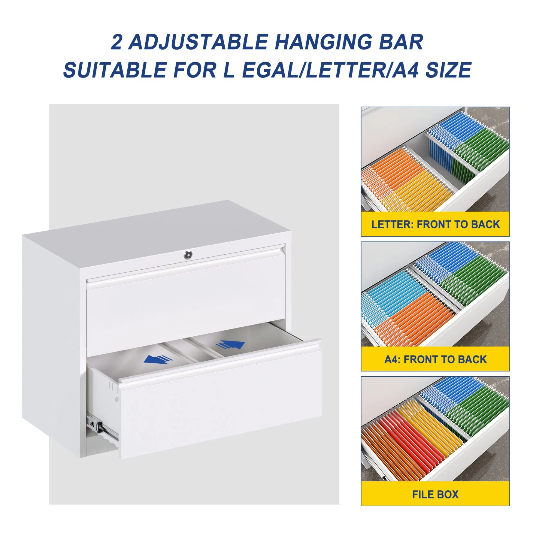 Metal Steel File Cabinet Office School 2 Drawers Standard Lateral Filing Cabinet