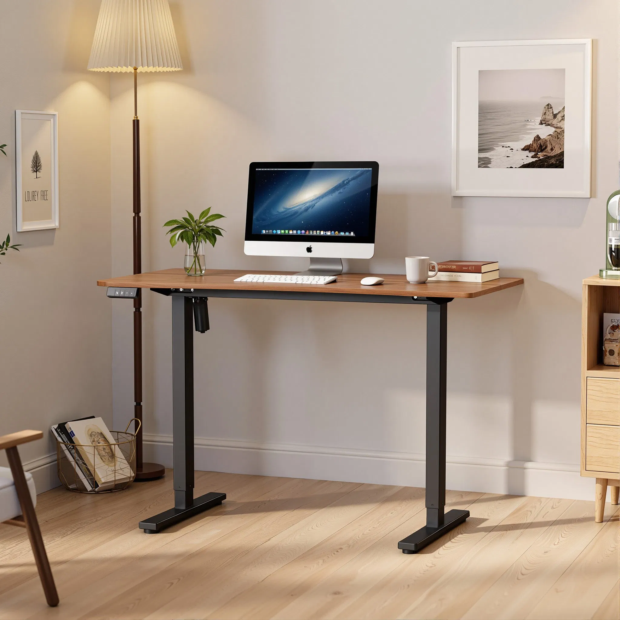 Prorials Ergonomic Sit Stand Desk with Sturdy Steel Structure for Home Work