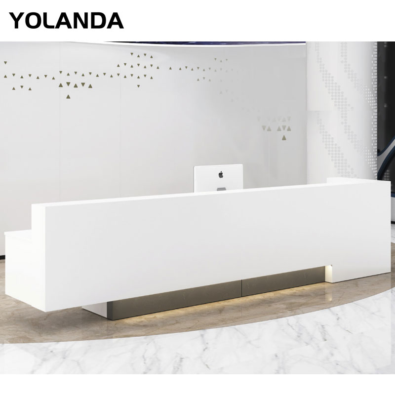 Yolanda Simple Boutique Reception Table Commercial Office Furniture Wooden Front Desk Bar Counter Lobby Reception Desk Walnut