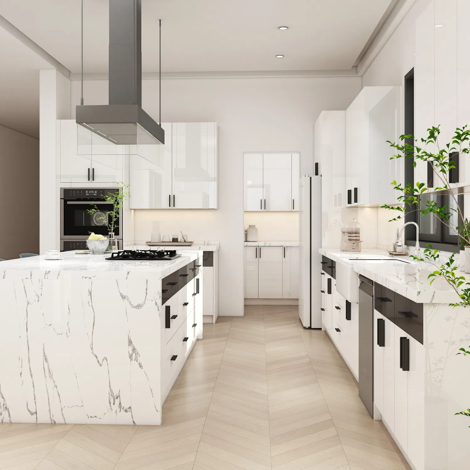 Foshan Factory White Shaker House Kitchen Cabinet Storage Cupboard