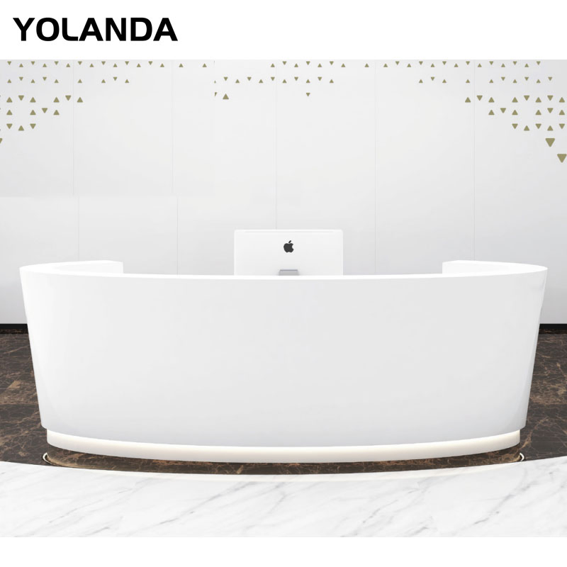 Yolanda Simple Boutique Reception Table Commercial Office Furniture Wooden Front Desk Bar Counter Lobby Reception Desk Walnut