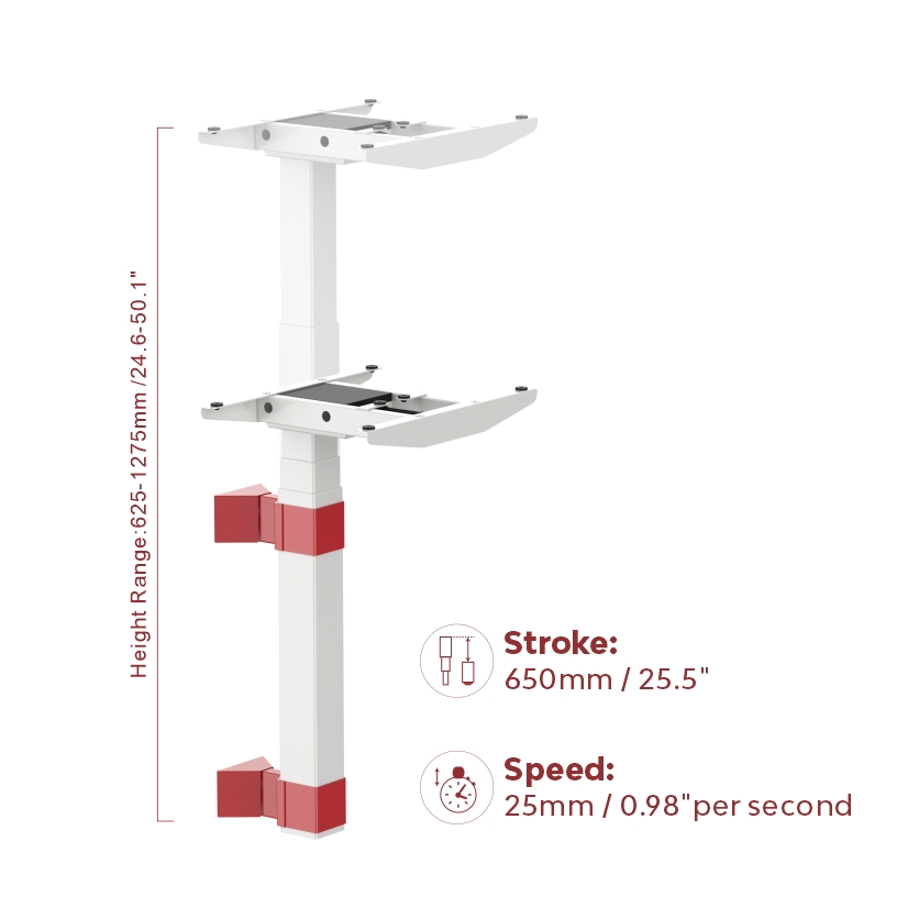 Hot Selling Office Ergonomic Furniture Height Adjustable Electric Stand up Wall-Mounted Sit-Stand Desk Frame Space-Saving Table Design with Single Motor