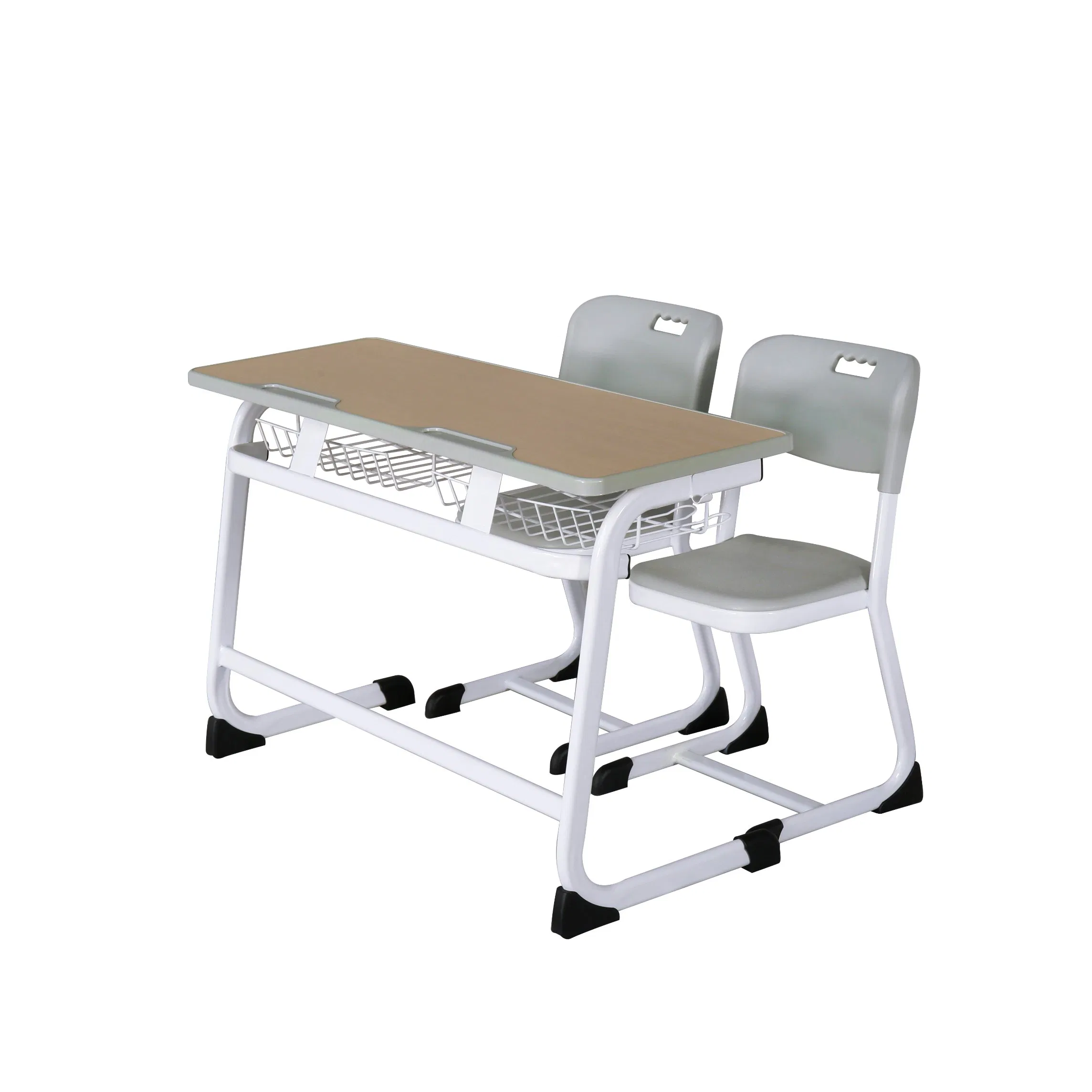 Customizable Two Person Height Adjustable School Classroom Dual Double Student Table Desk with Attached Seats