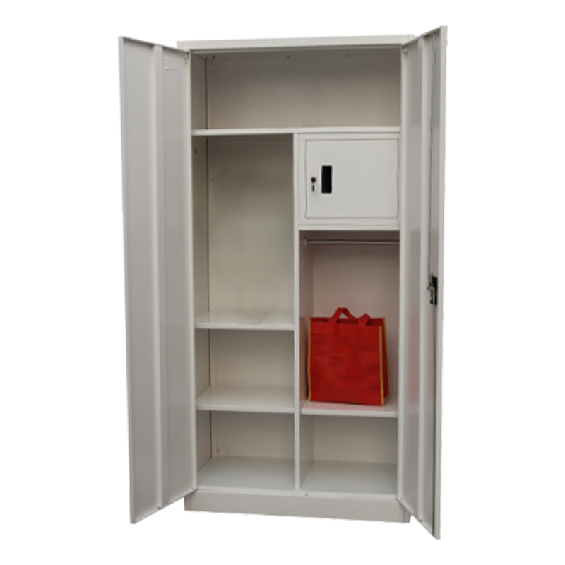 Commerical Furniture Iron Filing Cabinets Outside Metal Kd Storage Cabinets Two Door Steel Wardrobe Locker with Shelves