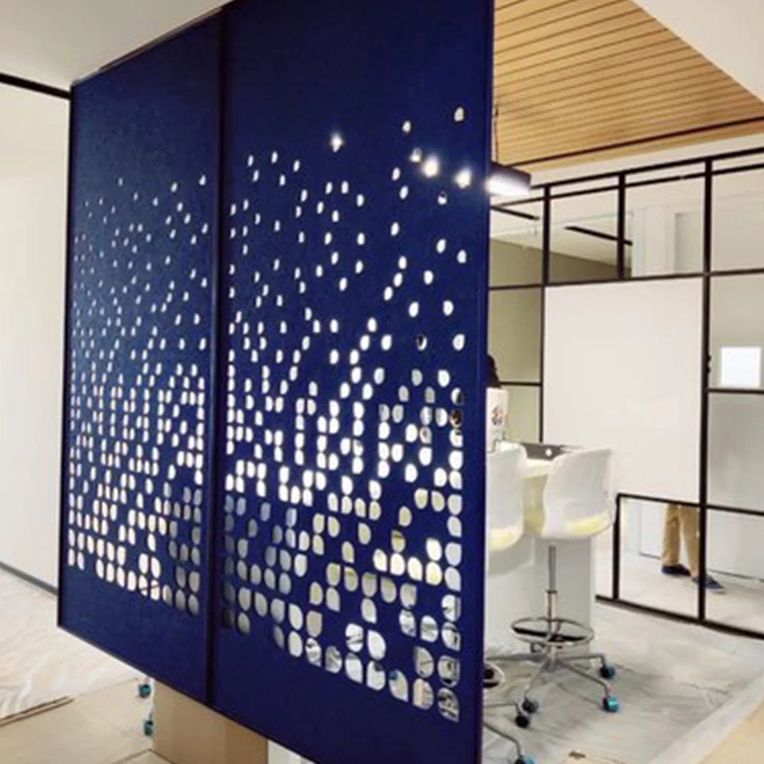 Wholesale Customized High Quality Office Partition Hollow Polyester Fiber Felt Acoustic Hanging Screen