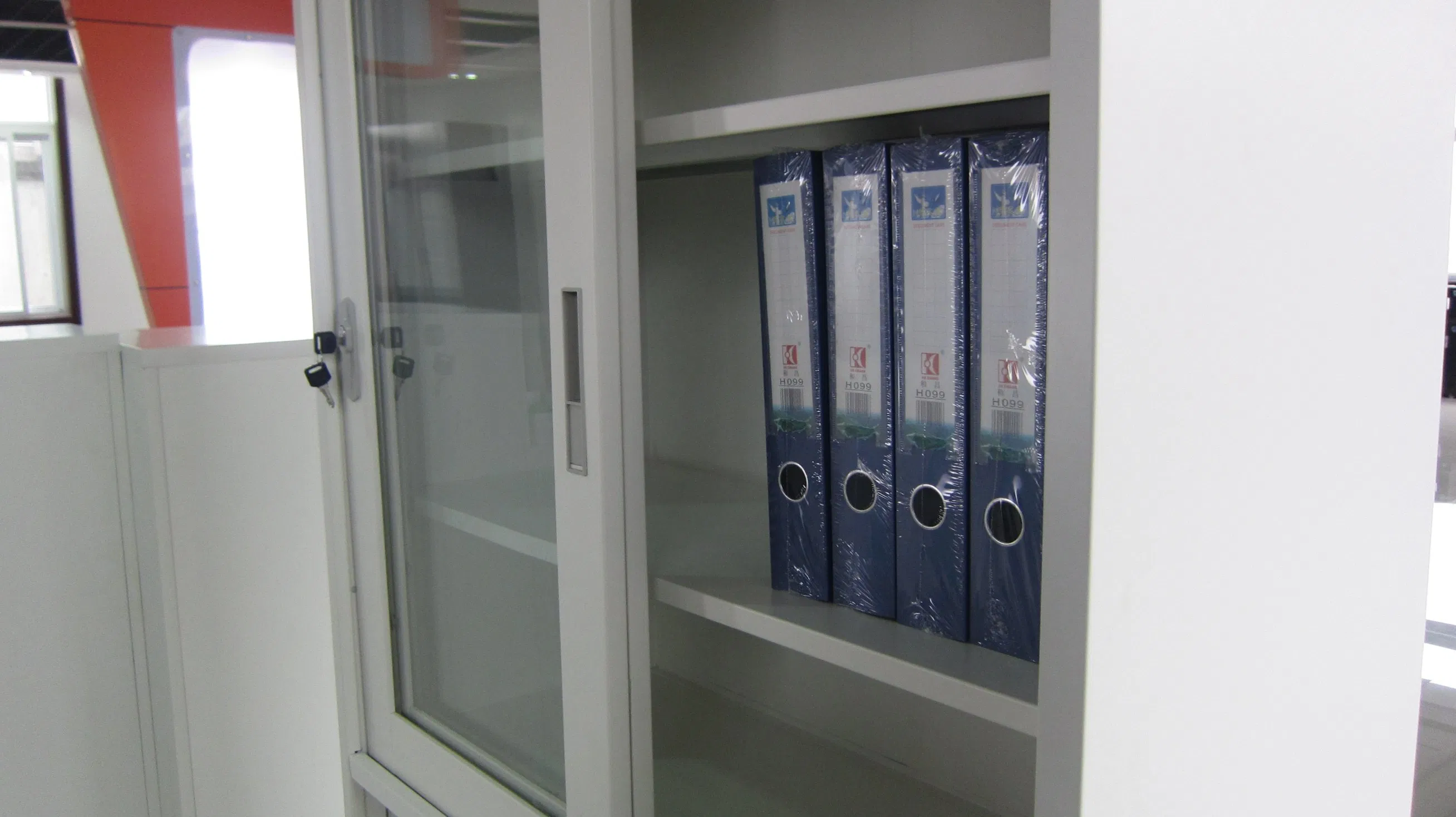 Double Door Metal Glass Door File Cabinet Office Storage Cupboard