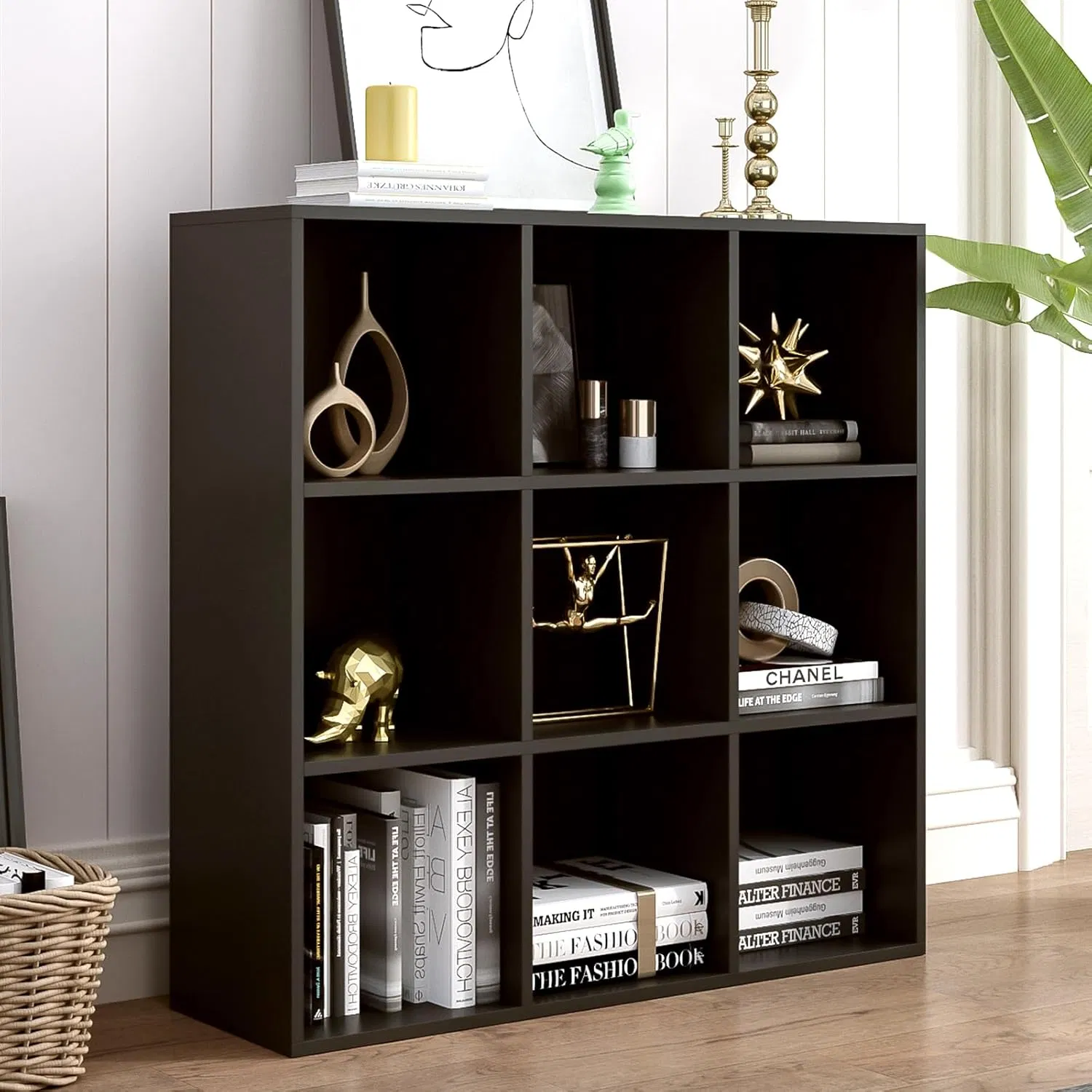 Customized Black Cabinet, Grid Cabinet, Floor-Standing Storage Cabinet, Record Cabinet, Freely Combinable Cabinet, Bookcase, Office Storage Cabinet