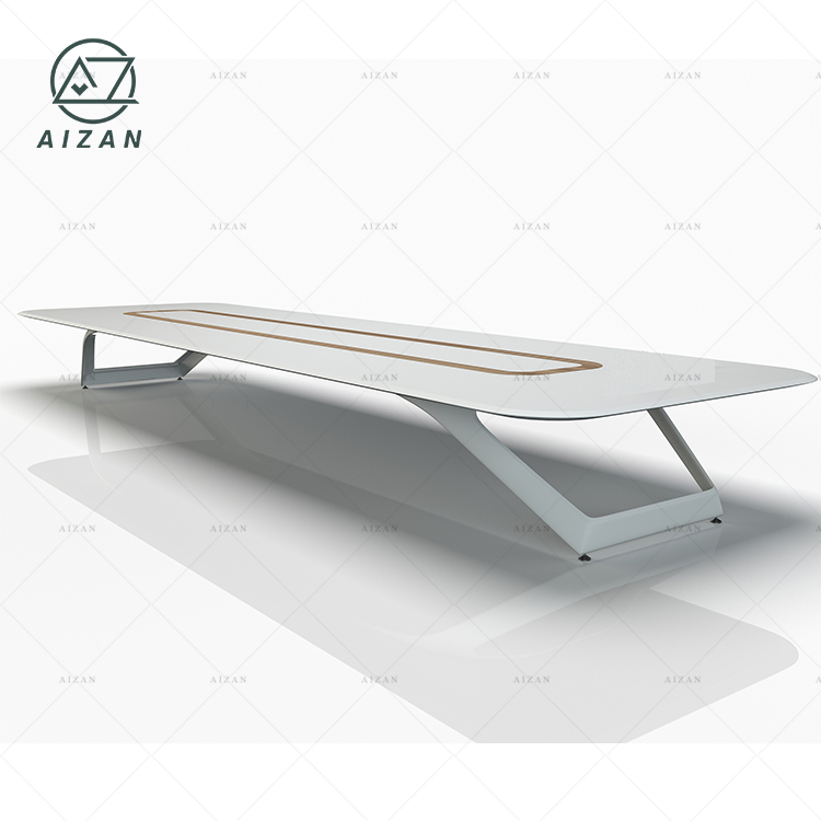 Artificial Stone Meeting Table Desk Luxury White Conference Desk Boardroom Table with Customized Size