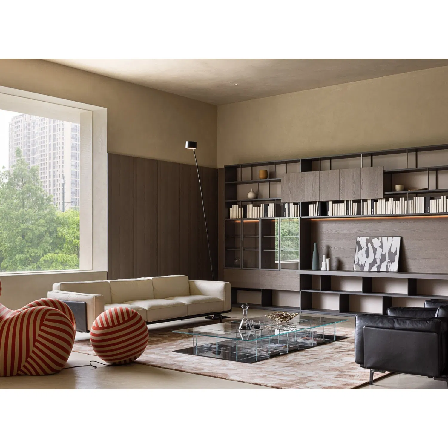 Engineered Wood Bookshelf Modern Minimalist Style - Melamine Finish, Custom Built-in Bookcase for Home, Office &amp; Library