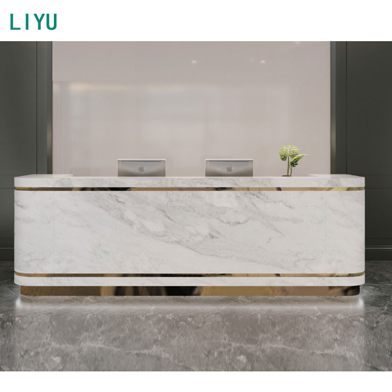 Liyu High End Modern Luxurious Office Building Furniture Large Front Desk Salon SPA Beauty Lobby Welcome Reception Desk