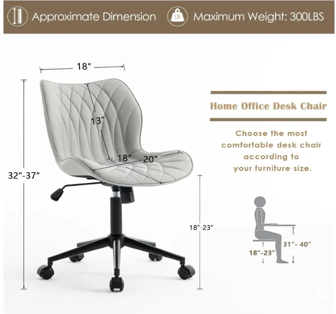 Armless Desk Chair Comfy Office Chair