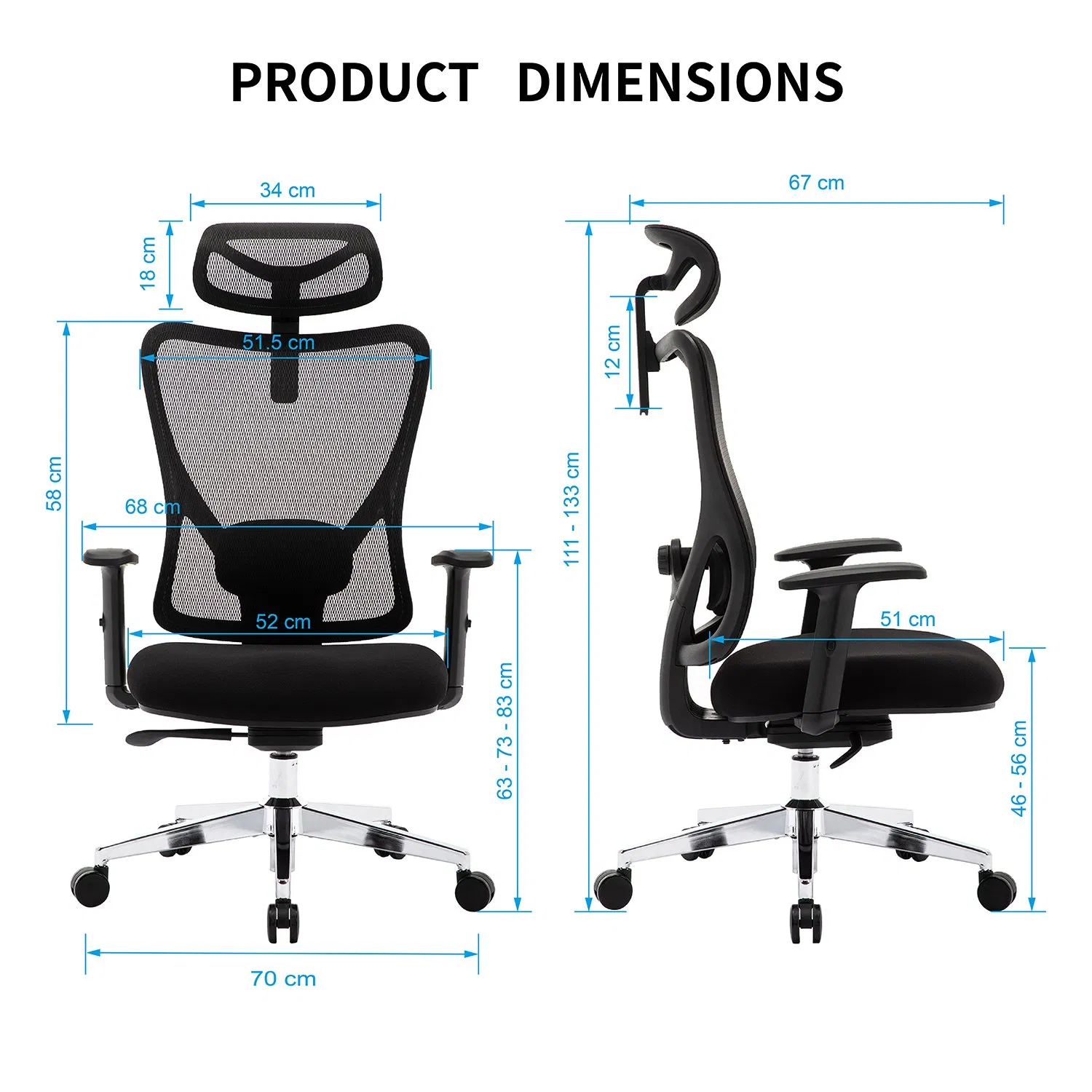 Tiltable High Back Gaming Ergonomic Study Work Office Chair with 2D Lumbar Support