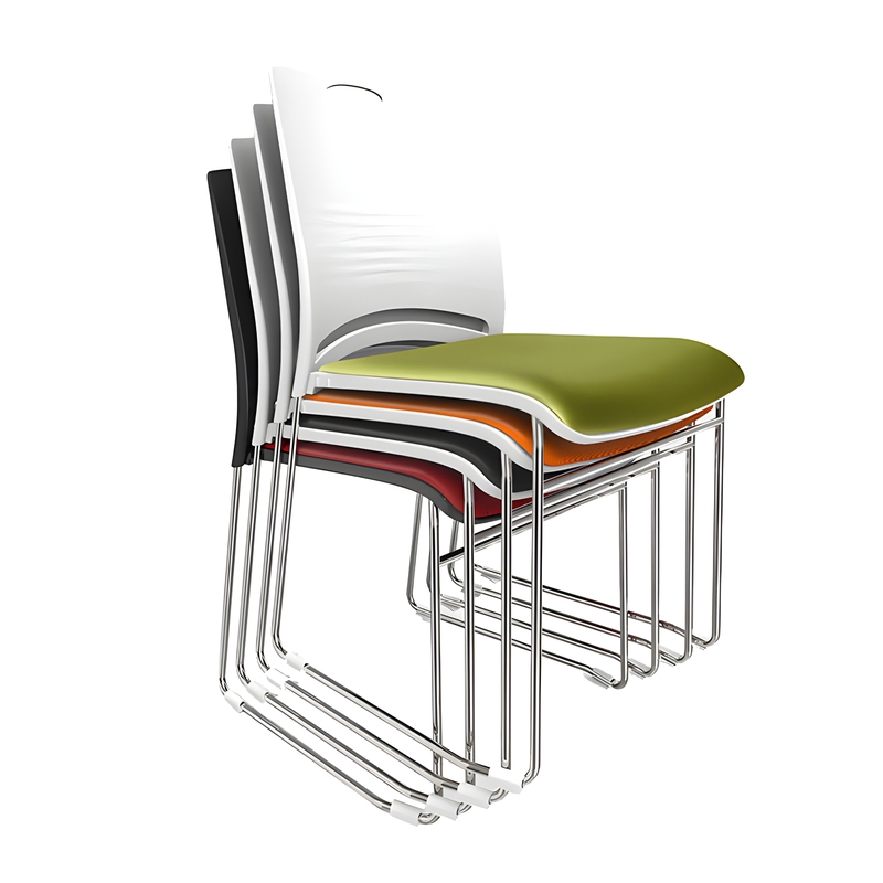 Simple Plastic Metal Frame Armless Stacking Meeting Room Chair with Cushion