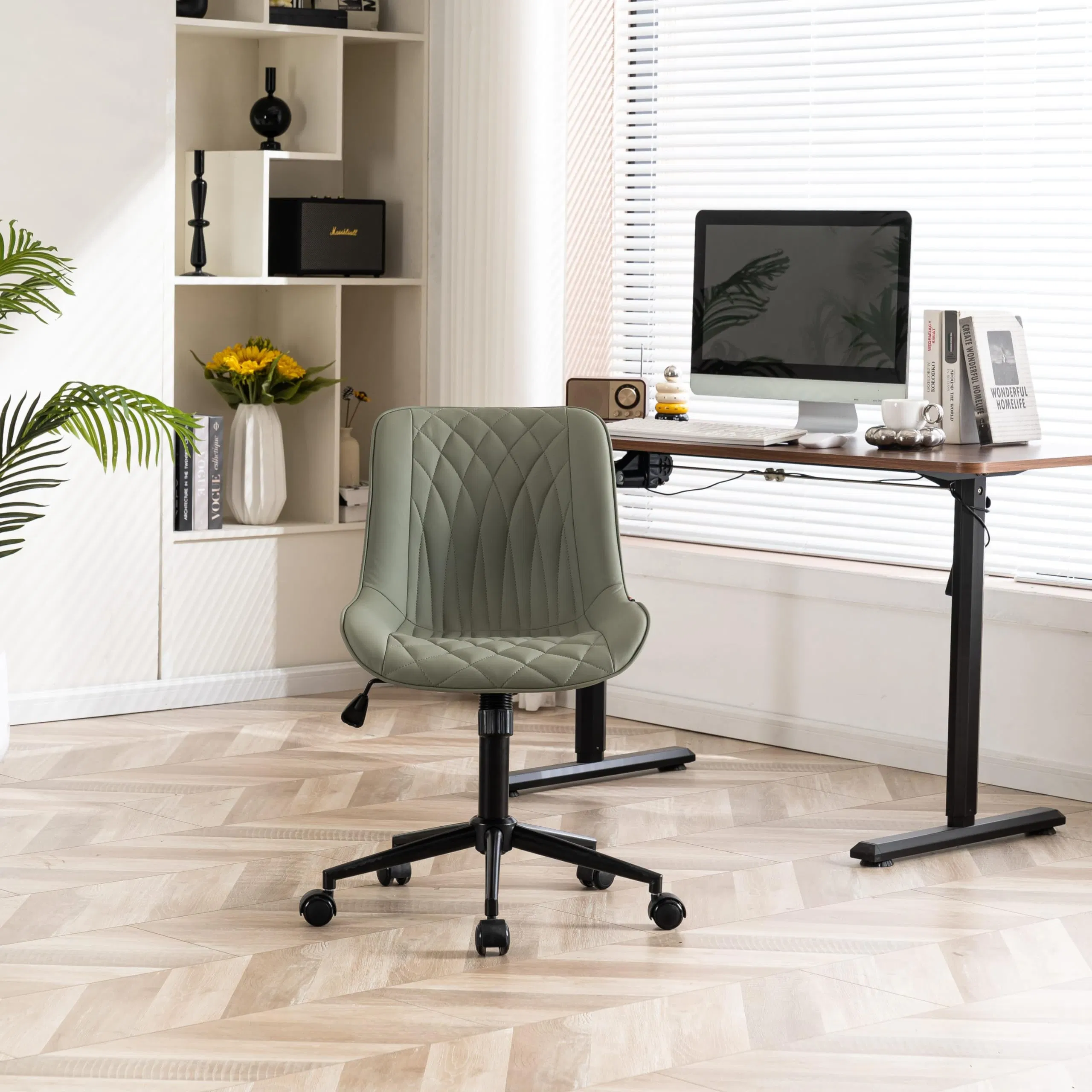 Armless Office Chair Swivel Rolling Task Chair