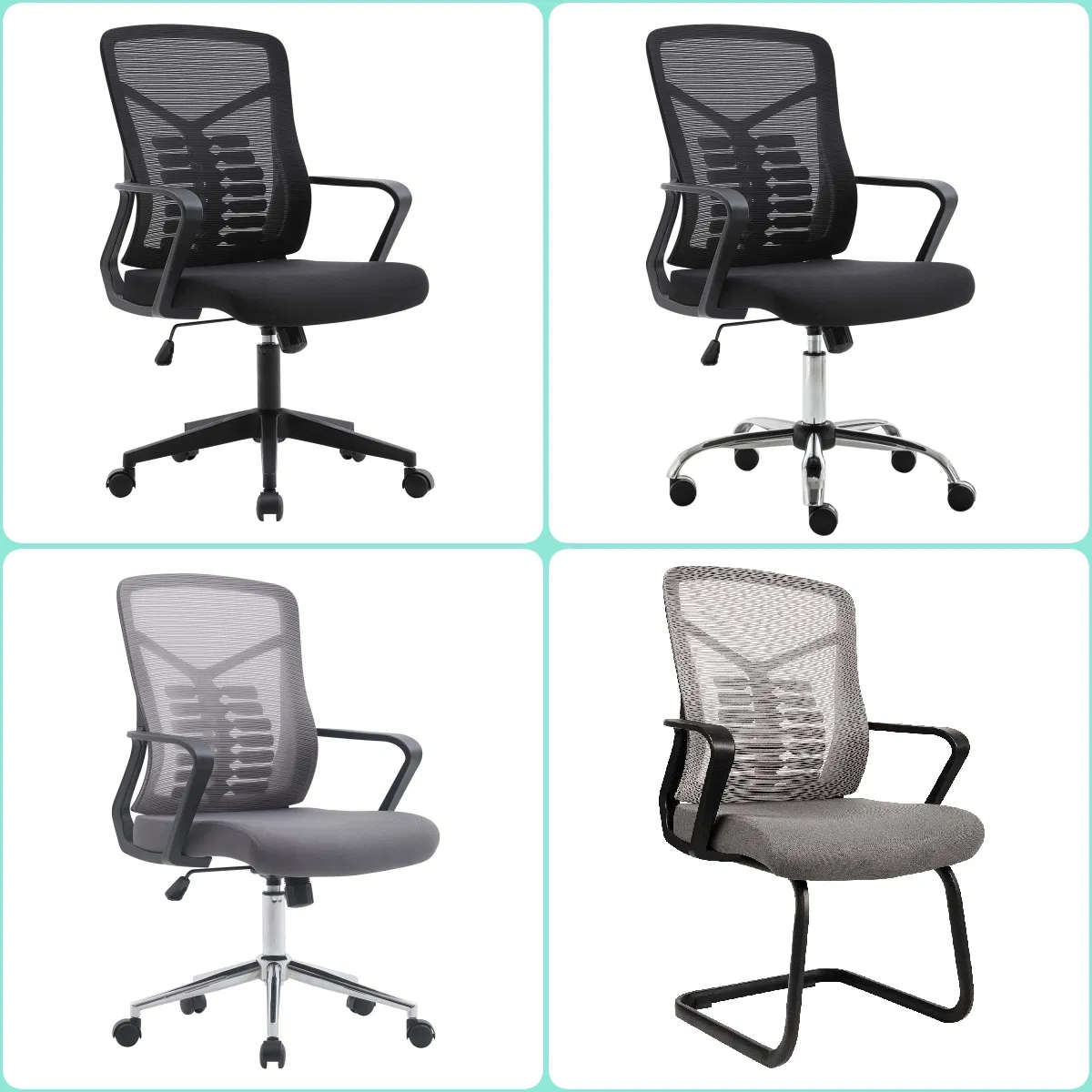 Ergonomic Adjustable Height Swivel Computer Task Mesh Chair with Lumbar Support