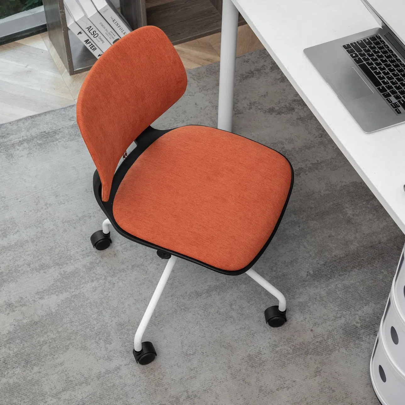 Ergonomic Task Desk Chair Without Arms MID Back Fabric Swivel Office Chair