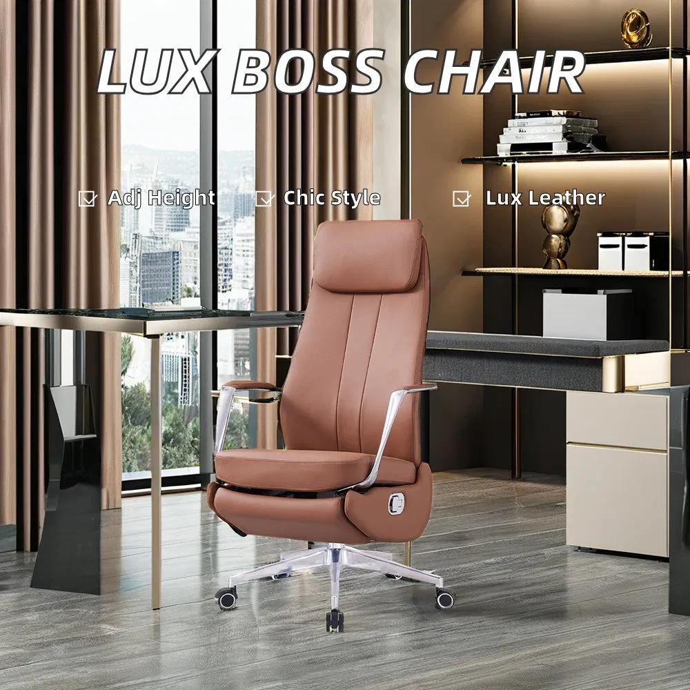Ergonomic Luxury Boss Chair High-Back Executive Office Chair Genuine Leather Modern Design for Big Tall Bureau High-Demand Work