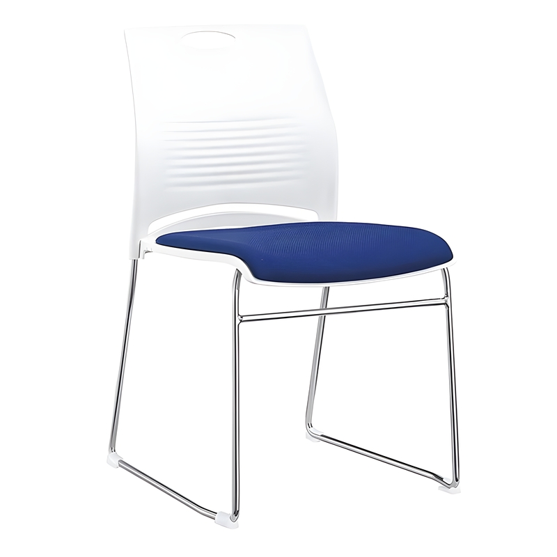 Simple Plastic Metal Frame Armless Stacking Meeting Room Chair with Cushion
